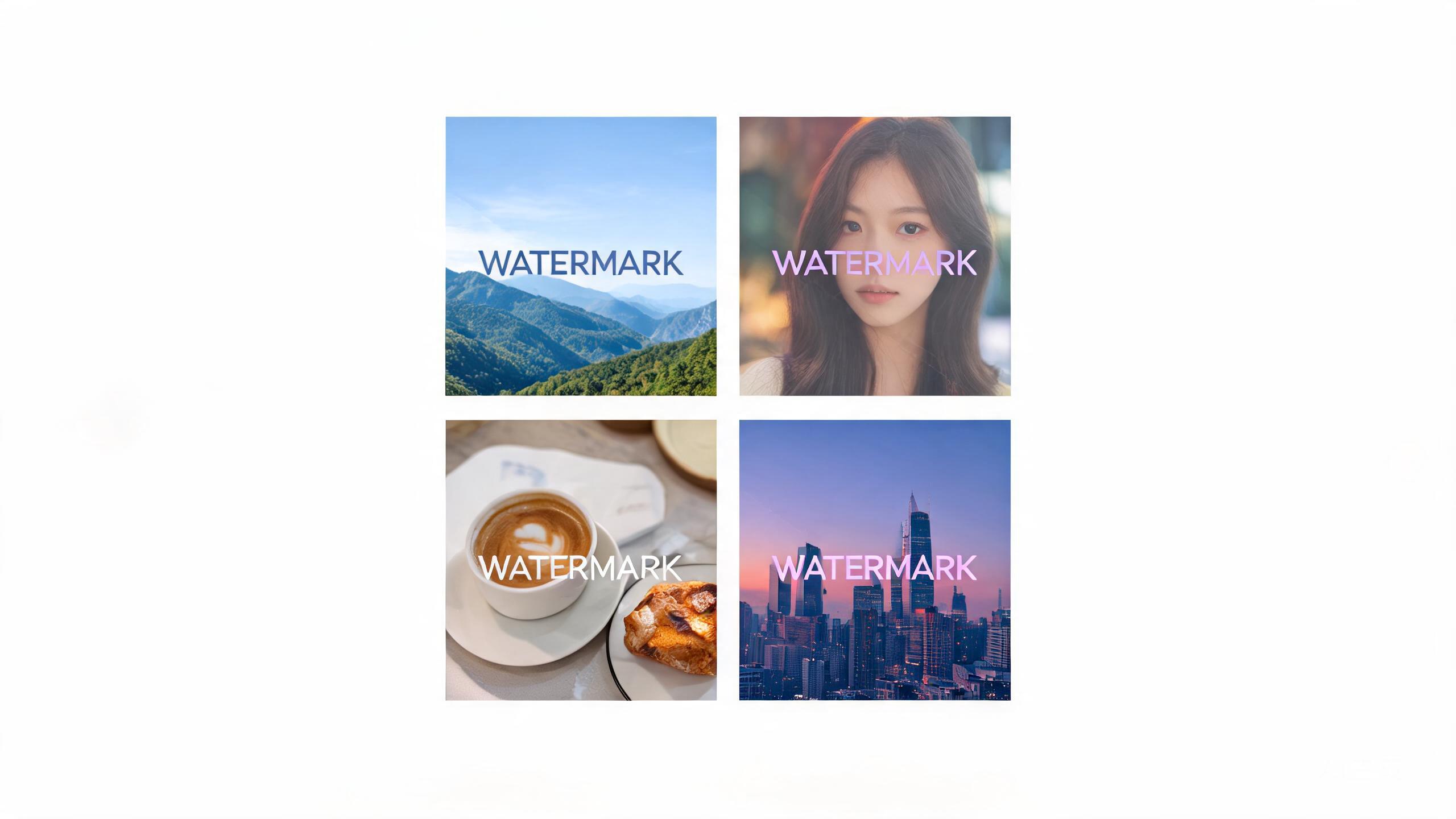 Watermark tool interface showing photo watermarking process