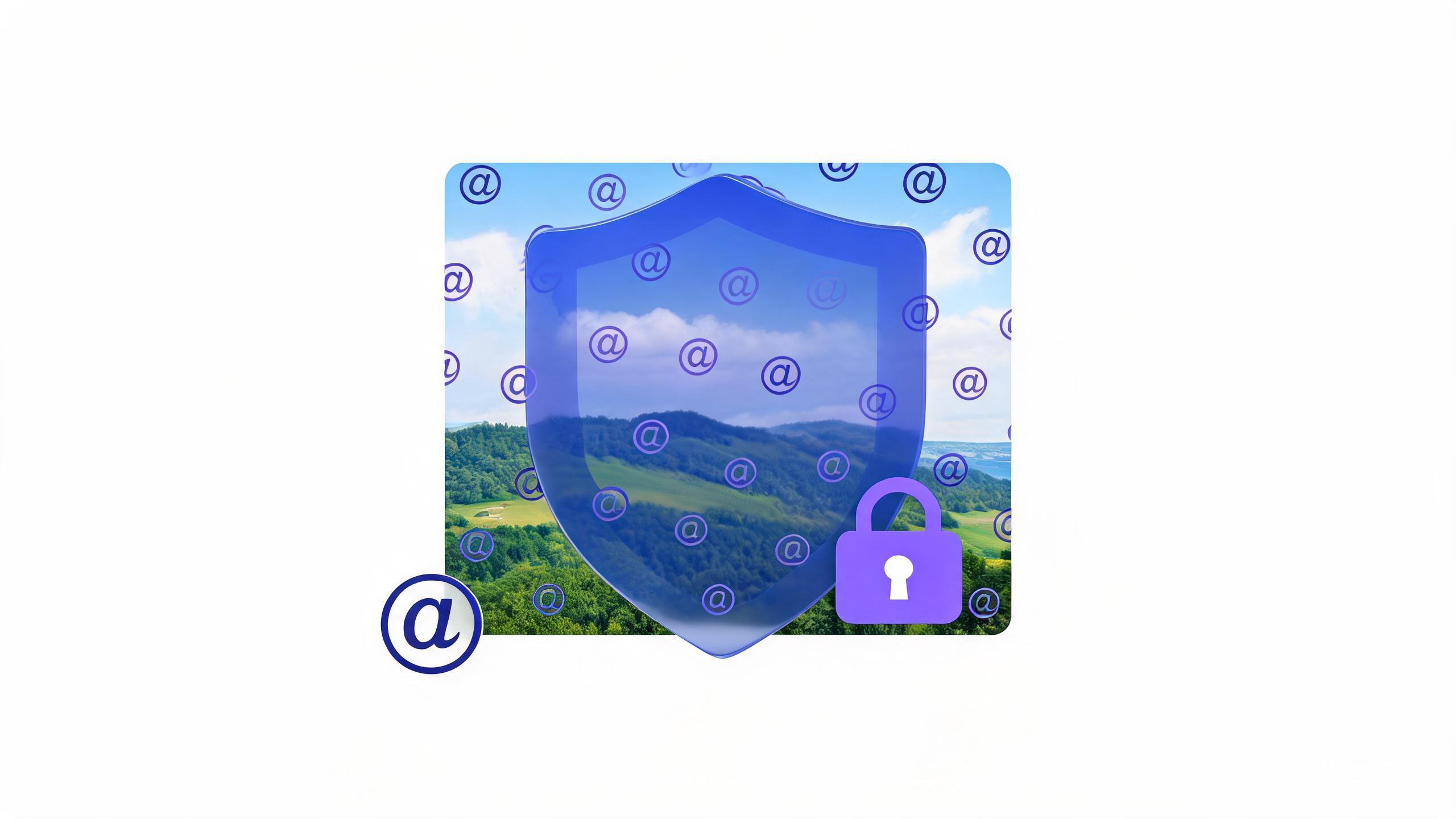 Digital image protection concept with shield and copyright symbols